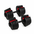 Paire d'haltères réglables 2 × 24 kg – Réglage par molette, 15 positions