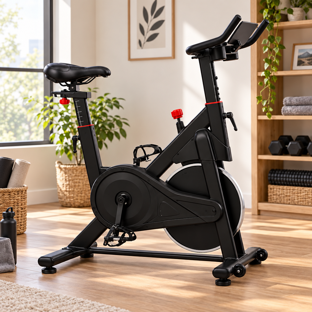 Selle réglable en hauteur de 76 à 92 cm et guidon de 94 à 104 cm : le vélo s'adapte à la taille de chaque utilisateur pour un pédalage confortable.
