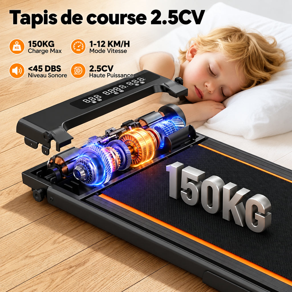 Tapis de marche pliable inclinable – vue 3