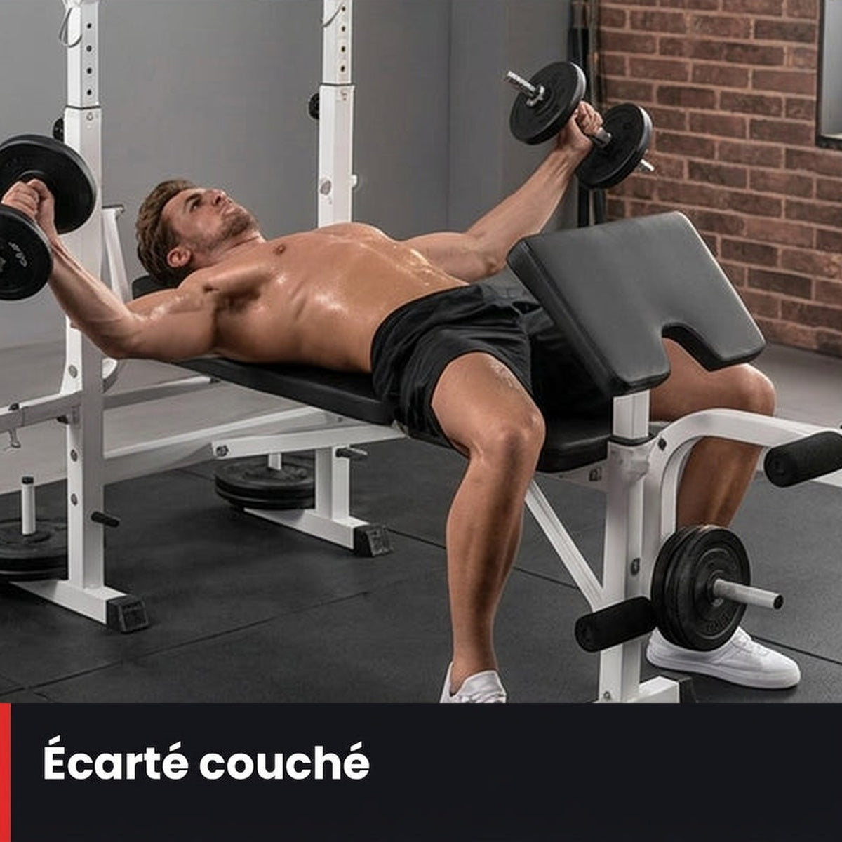 Banc de musculation multifonction avec support de barre – Curl pupitre & extension jambes
