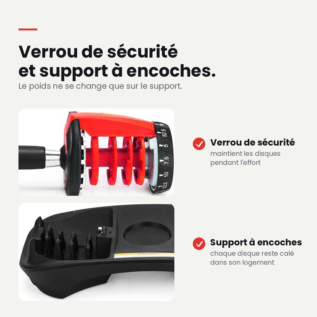 Paire d'haltères réglables 2 × 24 kg – Réglage par molette, 15 positions