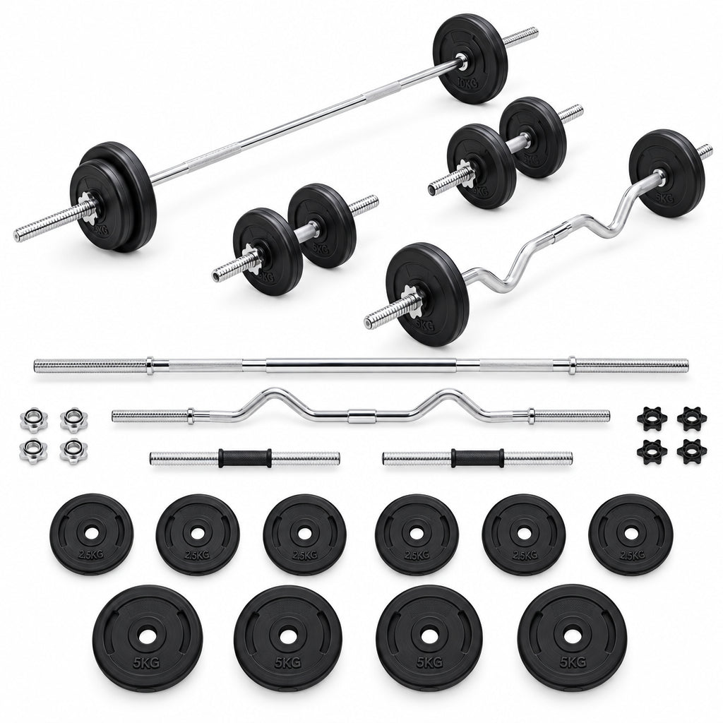 Kit barres et haltères 30 kg – Disques interchangeables
