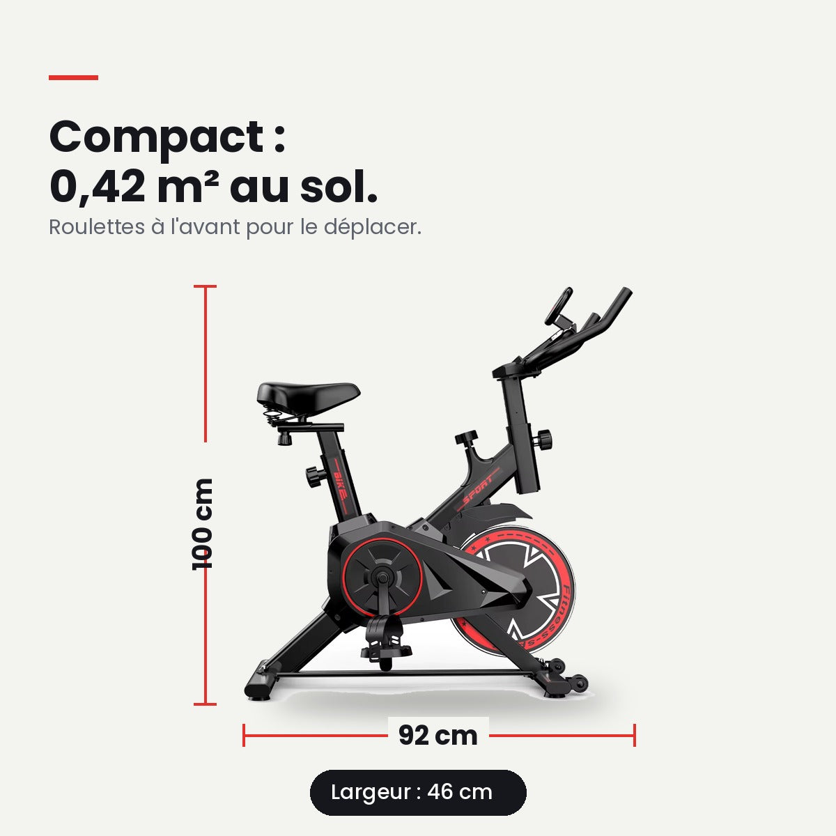 Vélo d'appartement S1 – Volant d'inertie 10 kg & résistance réglable