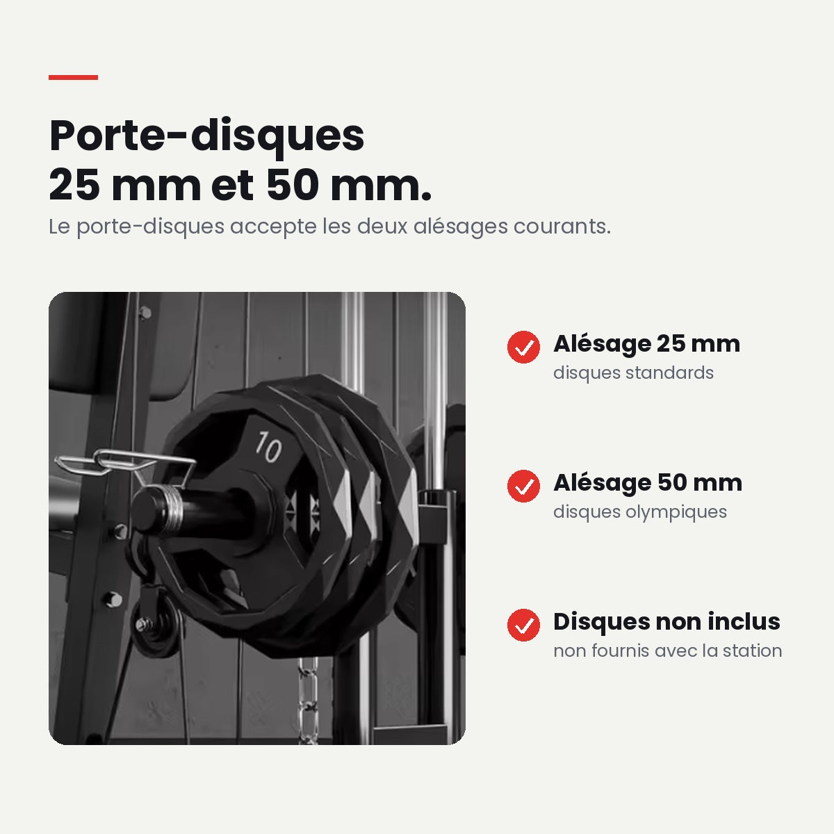 Porte-disques compatible 25 mm et 50 mm – disques non inclus