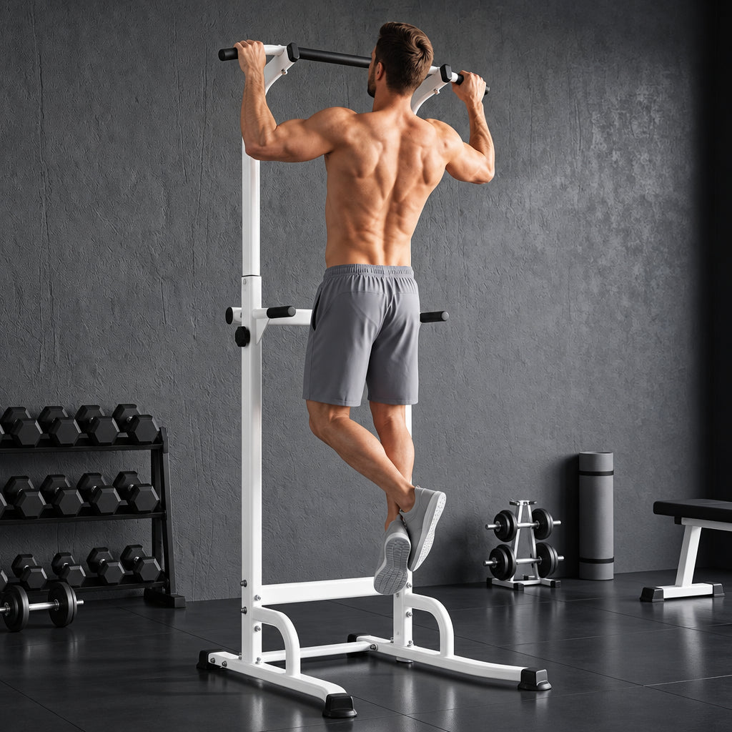Station de traction et dips – Hauteur réglable 176,5 à 227 cm, charge max 120 kg
