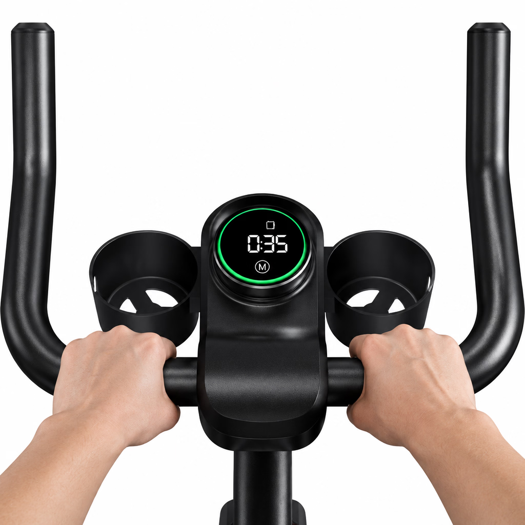 Vélo d'appartement magnétique 32 niveaux – Support tablette, Bluetooth, charge max 100 kg
